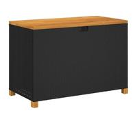 Caja De Almacenaje Jardín Madera Acacia Ratán Negro 110x55x63cm Vidaxl