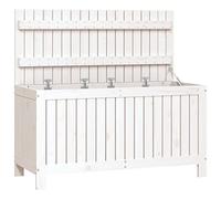 vidaXL Caja de almacenaje jardín Madera de Pino Blanco 115x49x60 cm, Caja de Almacenamiento Exterior, Caja de Mantas, Cajas de Almacenamiento