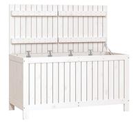 vidaXL Caja de almacenaje jardín Madera de Pino Blanco 121x55x64 cm, Caja de Almacenamiento Exterior, Caja de Mantas, Cajas de Almacenamiento