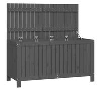 vidaXL Caja de almacenaje jardín Madera de Pino Gris 121x55x64 cm, Caja de Almacenamiento Exterior, Caja de Mantas, Cajas de Almacenamiento