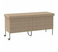 vidaXL Caja de almacenaje jardín Ruedas ratán PE Beige 160x55x75 cm