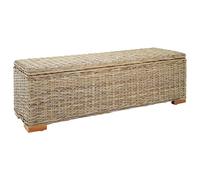 vidaXL Caja de almacenaje Madera de Caoba y ratán Kubu Natural 110 cm, baúl de almacenaje, banca, Banco de recibidor, Banco, Banco de almacenaje