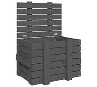 vidaXL Caja de almacenaje Madera Maciza de Pino Gris 58x40,5x42 cm