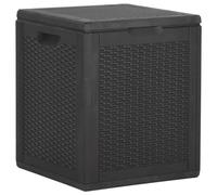 vidaXL Caja de Almacenaje para Jardín Cofre Almacenamiento Patio Terraza Exterior Embalaje Herramientas Jardinería Organizador 90L PP Ratán Negra
