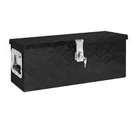 vidaXL Caja de Almacenaje Remolque Herramientas con Tapa Baúl Accesorio para Casa Coleccionables Organizador Garaje de Aluminio Negro