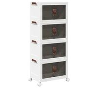 vidaXL Caja de Almacenamiento apilable con Ruedas 4 Niveles 28 L, 48x29,5x112,5 cm, Caja de Almacenamiento, contenedor de Almacenamiento de Cocina, Caja de Almacenamiento de plástico