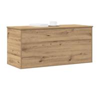 vidaXL Caja de Almacenamiento con Tapa de Roble Artesanal 100 x 42 x 46 cm, Hecha de Madera de ingeniería. Es un Cofre Minimalista Ideal para organizar el hogar y Usar en Interiores