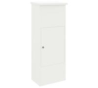 vidaXL Caja de embalaje exterior blanca de acero, 44,5 x 29 x 110,5 cm, impermeable, con botón de bloqueo seguro, asas, puertas con bisagras, cerraduras cam, resistente a la intemperie