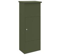 vidaXL Caja de paquete de acero verde oliva Tamaño: 44,5 x 29 x 110,5 cm con cerradura, resistente al agua, buzón exterior seguro. Puerta plegable impermeable con botón mate. Decoración de jardín