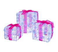 vidaXL Caja de Regalo con 60 LED 3 pcs Azul 20 x 20 x 20 cm Acrílico, Adorno navideño Moderno en Forma de tetraedro, Decorativo y Duradero, con Luces LED, Toque Elegante para tu Sala