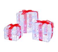 vidaXL Caja de Regalo con 60 LED 3 pcs frío 20 x 20 x 20 cm Acrílico, Adorno navideño Moderno en Forma de tetraedro, Decorativo y Duradero, con Luces LED, Toque Elegante para tu Sala