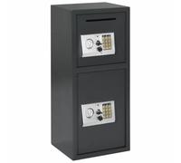 vidaXL Caja Fuerte Electrónica Digital Gris Oscuro de acero de, 35 x 31 x 80 cm, con teclado y llaves manuales. Ideal para guardar cosas valiosas en casa o en la oficina, cuenta con un sistema de se
