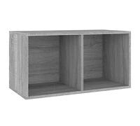 vidaXL Caja para Discos de Vinilo Estuche Estante Colección Archivador Organizador Almacenamiento Muebles Madera Contrachapada Gris 71x34x36cm