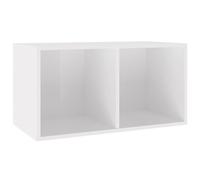 vidaXL Caja para Discos Vinilo Contrachapada Blanco Brillante 71x34x36cm Accesorios Organización Música Colección Hobbies Diseño Elegante Clásico