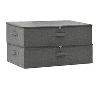 vidaXL Cajas de Almacenaje 2 uds, Cajas Plegables, Cofres Organizadores de Ropa Bufandas, Contenedores para Armario Estantería, Tela Gris Antracita