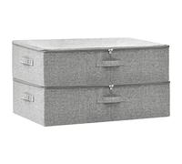 vidaXL Cajas de Almacenaje 2 uds, Cajas Plegables, Cofres Organizadores de Ropa Bufandas, Contenedores para Armario Estantería, Tela Gris