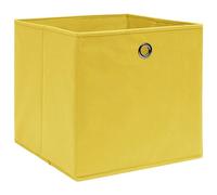 vidaXL Cajas de Almacenaje 4 uds, Cajas Plegables, Cofres Organizadores de Ropa Bufandas, Cajas para Armario Estantería, Tela No Tejida Amarillo