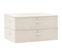 vidaXL Cajas de Almacenaje 4 uds, Cajas Plegables, Cofres Organizadores de Ropa Bufandas, Contenedores para Armario Estantería, Tela Crema