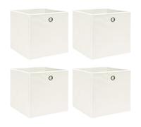 vidaXL Cajas de Almacenaje 4 uds, Cajas Plegables, Cofres Organizadores de Ropa Bufandas, Contenedores para Armario Estantería, Tela Blanco