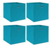 vidaXL Cajas de Almacenaje 4 uds, Cajas Plegables, Cofres Organizadores de Ropa Bufandas, Contenedores para Armario Estantería, Tela Azul Celeste