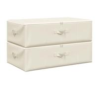 vidaXL Cajas de Almacenaje 4 uds, Cajas Plegables, Cofres Organizadores de Ropa Bufandas, Contenedores para Armario Estantería, Tela Crema