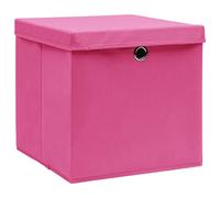 vidaXL Cajas de Almacenaje 4 uds, Cajas Plegables con Tapas, Cofres Organizadores de Ropa, Cajas para Armario Estantería, Tela No Tejida Rosa