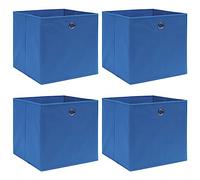 vidaXL Cajas de almacenaje 4 uds Tela Azul 32x32x32 cm, Caja, Cofre de almacenaje, Estuche de almacenaje, Cajas, contenedor de almacenaje, Organizador
