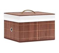 vidaXL Cajas de Almacenamiento 4 Unidades, Cajas Plegables con Asa, Cofres Organizadores de Ropa Bufandas, Cajas para Armario Estantería, Bambú Marrón