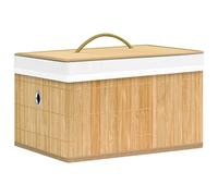 vidaXL Cajas de Almacenamiento 4 Unidades, Cajas Plegables con Asa, Cofres Organizadores de Ropa Bufandas, Cajas para Armario Estantería, Bambú
