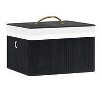 vidaXL Cajas de Almacenamiento 4 Unidades, Cajas Plegables con Asa, Cofres Organizadores de Ropa Bufandas, Cajas para Armario Estantería, Bambú Negro
