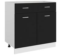 vidaXL Armario de Cocina Muebles Mobiliario Duradero Mesa de Trabajo Almacenamiento Cuencos Platos Ollas Alacena de Contrachapada Negro 80x46x81,5 cm