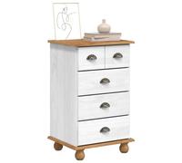 vidaXL Cajonera 'ASKIM'Blanca y Madera Natural Unidad de Almacenamiento con 4 Cajones en Diseño Contemporáneo para Organizar en Dormitorio o Sala de Estar