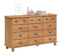 vidaXL Cajón de Gaveta con cajón ASKIM Marrón 79 x 40 x 133.5 cm, Cómoda Moderna de Pino para Sala, con múltiples cajones, Elegante Organizador de Espacio