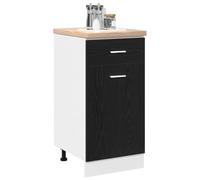 vidaXL Gabinete de Cocina de Roble Negro con 1 Cajón y Niveladores Ajustables Unidad de Almacenamiento de Madera para Hogar Moderno Soluciones Duraderas