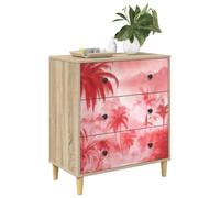 vidaXL Cajonera Aachen Impresión de Palmeras Rosas 66 x 36,5 x 75 cm