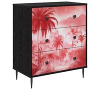 vidaXL Cajonera Aachen Impresión de Palmeras Rosas 66 x 36,5 x 76 cm