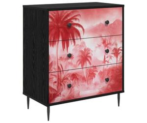 vidaXL Cajonera Aachen Impresión de Palmeras Rosas 66 x 36,5 x 76 cm
