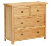 vidaXL Cajonera Armario Lateral Auxiliar Aparador Cómoda Robusto y Duradero Fácil de Montar Almacenamiento 80x35x75 cm Madera Maciza de Roble