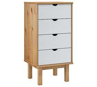 vidaXL Cajonera, Cómoda de Estilo Escandinavo con Almacenaje, Armario Archivador, Mueble para Salón Entrada, Madera Maciza de Pino Marrón y Blanco