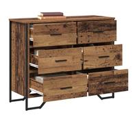 vidaXL Cajonera Madera Antigua 91X35.5X74.5 cm Elaborada con 6 Y Dispositivo De Montaje En Pared Unidad De Almacenamiento Industrial Cajonera Recuperada Madera Metal Muebles Dormitorio Sala De Estar