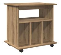 vidaXL Armario con Ruedas Madera ingeniería Roble Artisan 60x45x60 cm, archivador con Ruedas, armarios rodantes, Armario de Almacenamiento con Ruedas