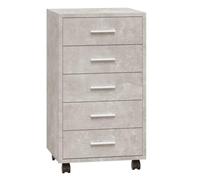 vidaXL Cajonera con Ruedas Archivador Móvil Mueble Armario Auxiliar Estante Almacenamiento Oficina Hogar Madera Contrachapada Gris Hormigón