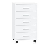 vidaXL Cajonera con ruedas madera contrachapada blanco brillante
