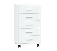 vidaXL Cajonera con Ruedas Archivador Móvil Mueble Armario Auxiliar Estante Almacenamiento Oficina Hogar Madera Contrachapada Blanco Brillante