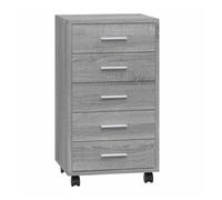 vidaXL Cajonera con Ruedas Archivador Móvil Mueble Armario Auxiliar Estante Almacenamiento Oficina Hogar Madera Contrachapada Gris Sonoma