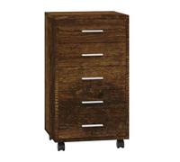 vidaXL Cajonera con Ruedas Archivador Móvil Mueble Armario Auxiliar Estante Almacenamiento Oficina Hogar Madera Contrachapada Color Roble Ahumado