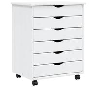 vidaXL - Armario rodante con 6 cajones en color blanco, madera de pino maciza, ideal para sala de estar, oficina, cocina, garaje, sala de manualidades