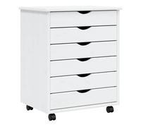 vidaXL - Armario rodante con 6 cajones en color blanco, madera de pino maciza, ideal para sala de estar, oficina, cocina, garaje, sala de manualidades