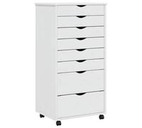 vidaXL Cajonera con Ruedas Moss Madera Maciza de Pino Blanco, Armario con Ruedas, cajonera, Mueble con cajones, cajonera con Ruedas