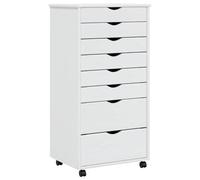 vidaXL Cajonera con Ruedas Moss Madera Maciza de Pino Blanco, Armario con Ruedas, cajonera, Mueble con cajones, cajonera con Ruedas